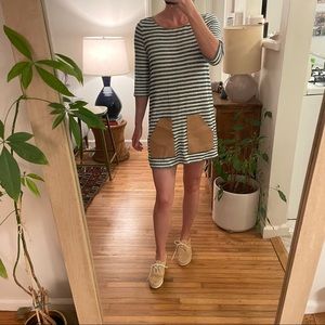Anthropologie blue and white striped mini dress